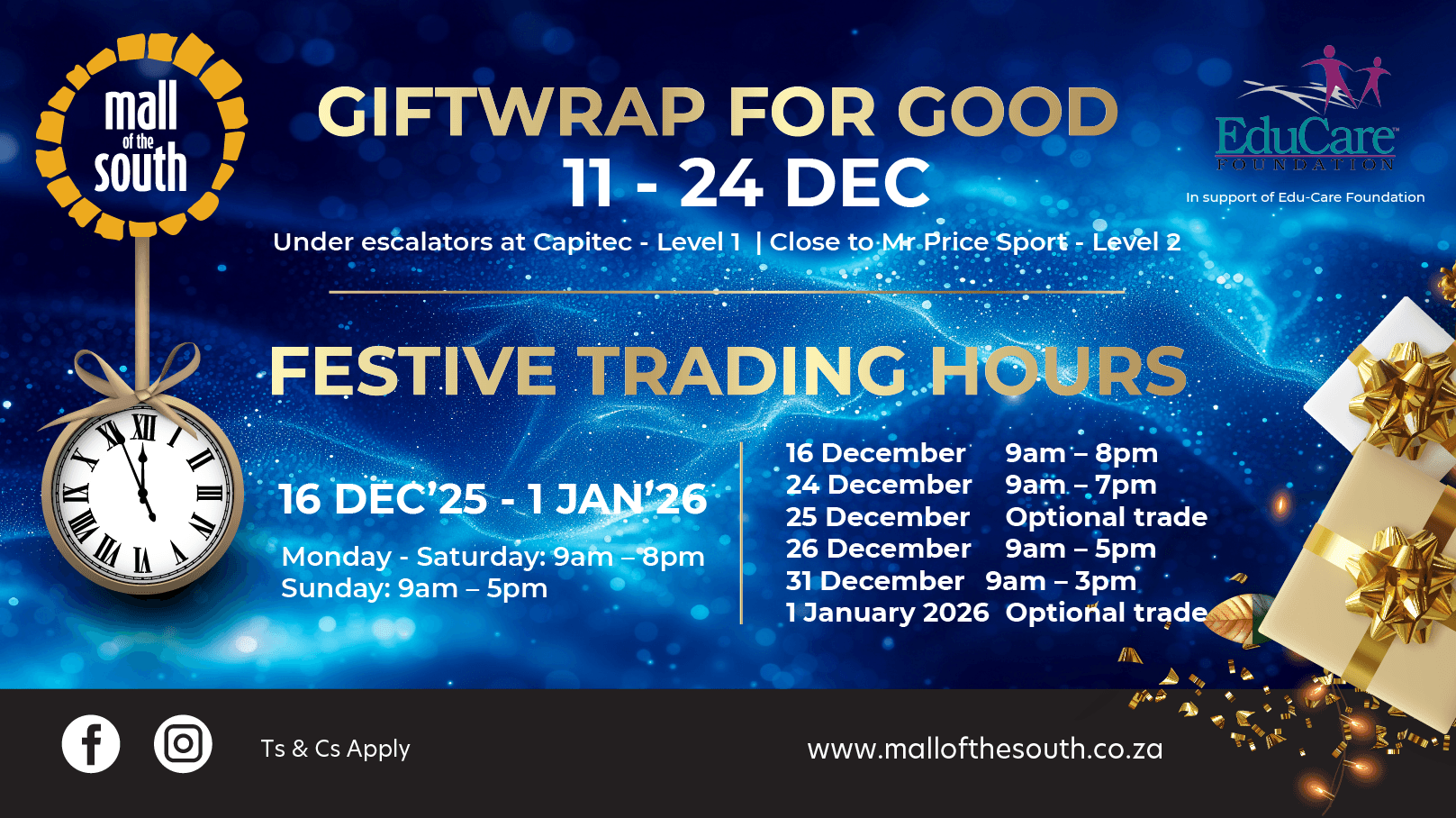 Festive Season Trading Hours